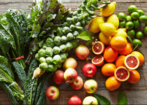 a group of fruits and vegetables on a wood surface Healthy Weight Loss Diets Portobello