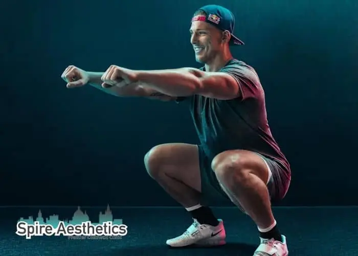 Image of man build leg muscle Portobello through exercise